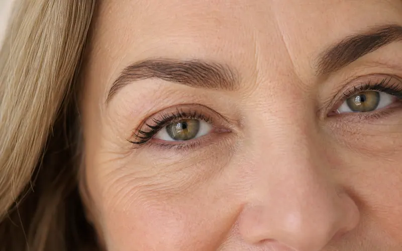 Região dos olhos de uma mulher madura